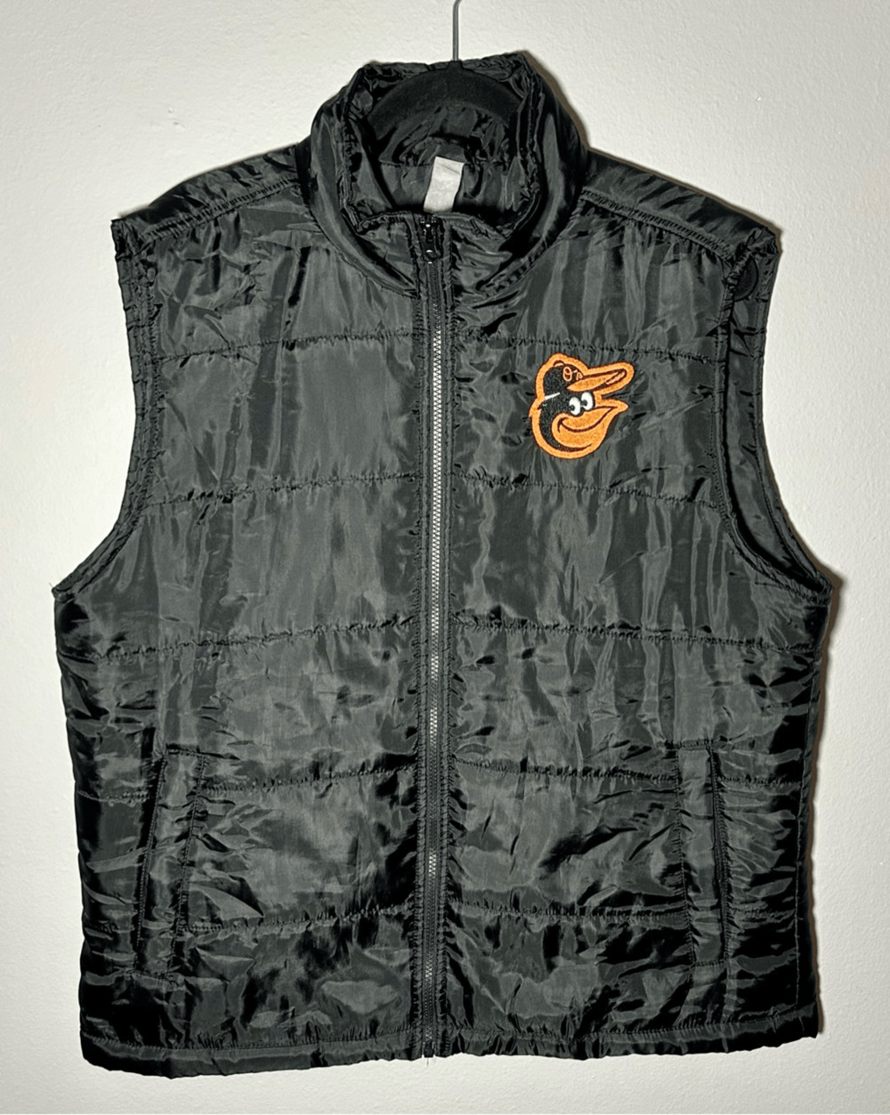 Baltimore Orioles MLB Black Puffer Vest Packable w/ bag Sz M